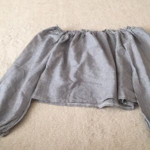 Off the shoulder long sleeved shirt